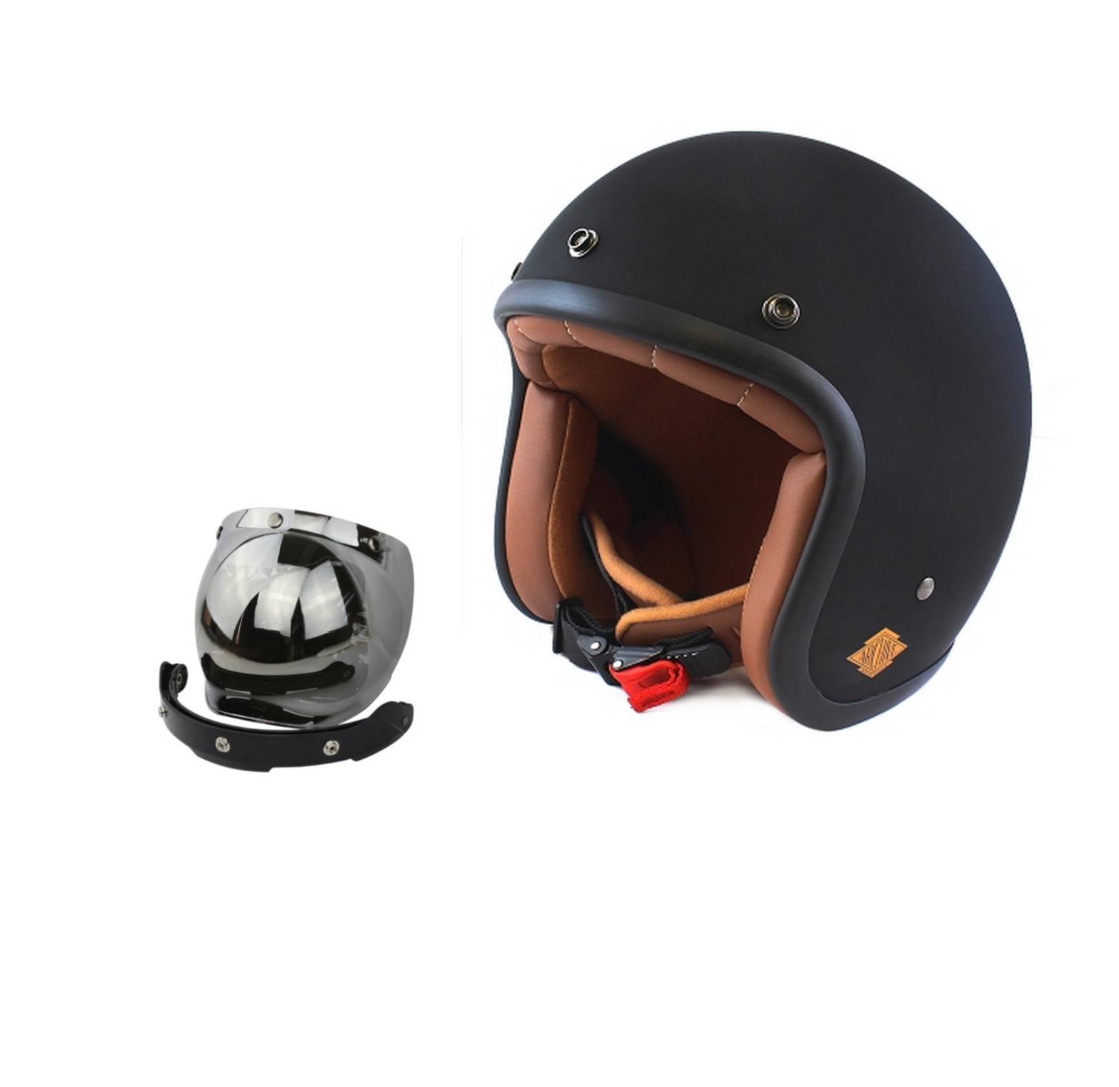 noend casco jet cafe racer scrambler con visiera bubble