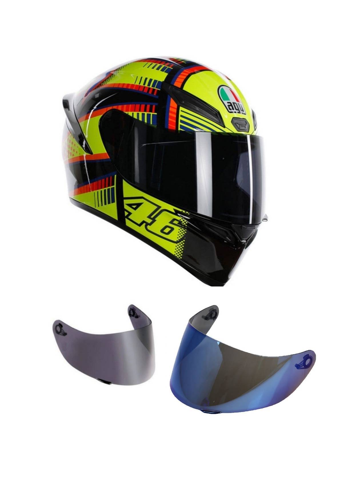 casco agv k1 top soleluna + visiera specchio+ visiera fume' + trasparente