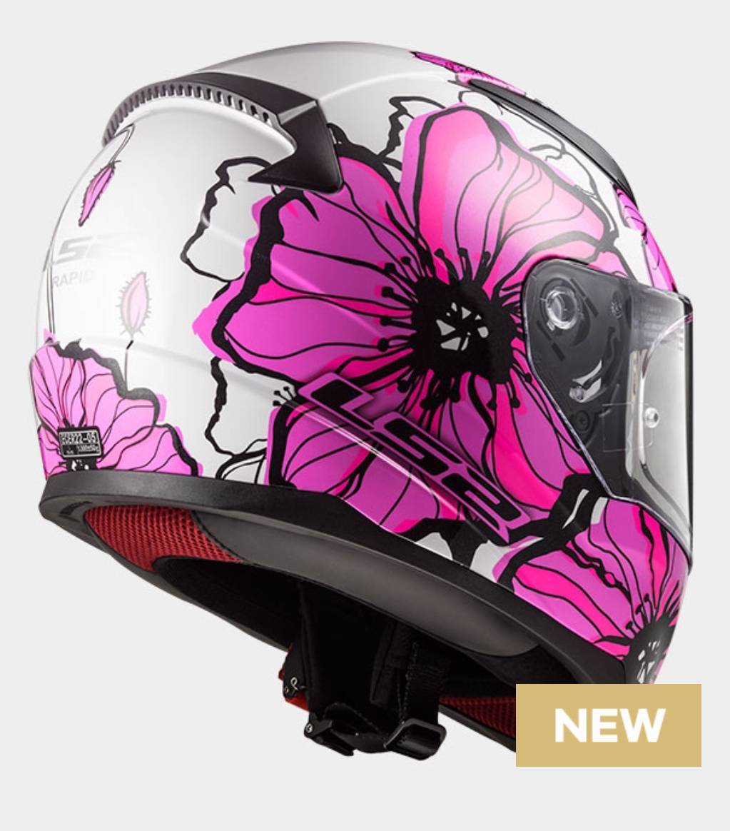 ls2 ff353 casco integrale donna poppies + visiera nera